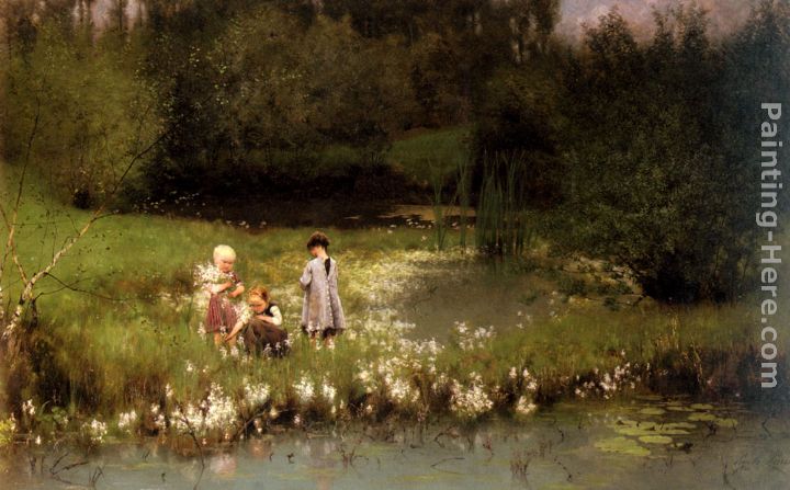 Picking Blossoms painting - Emile Claus Picking Blossoms art painting
